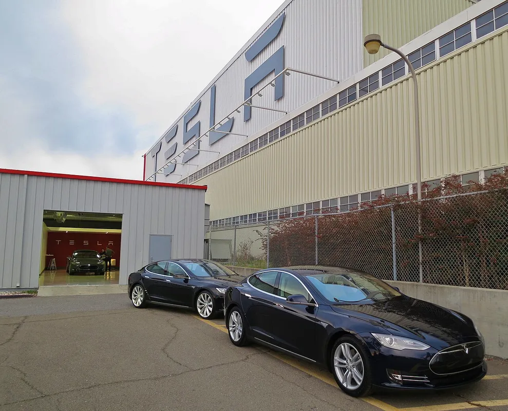New car pickup at Tesla's Fremont CA factory
