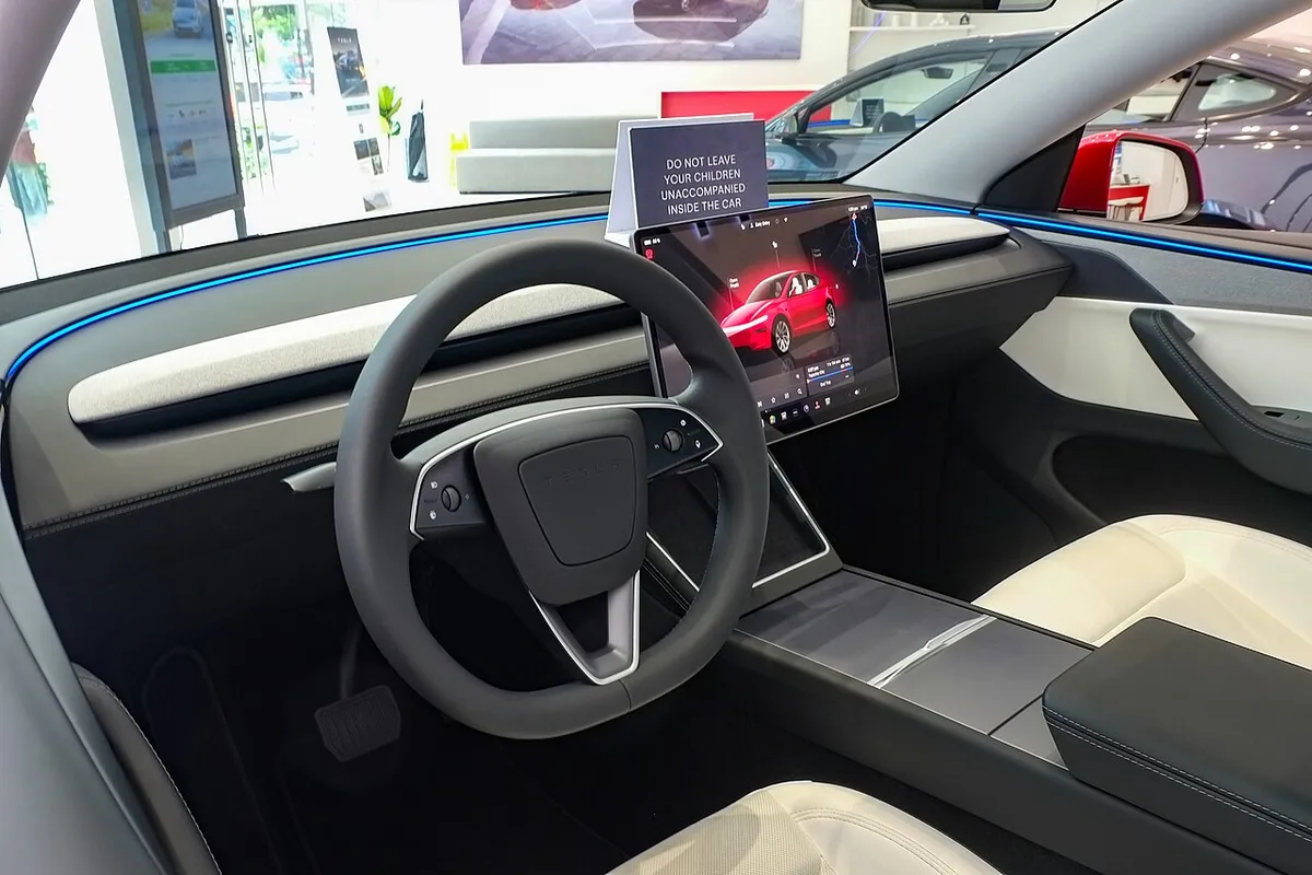 2025 Tesla Model Y interior view at Tesla Flagship Store - Uptown BGC. From an AWD Model Y
